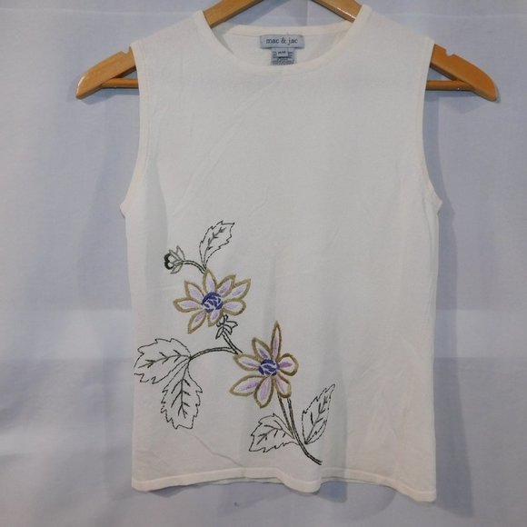 Mac & Jac off White Floral Sleeveless Tank  Top - Picture 8 of 8